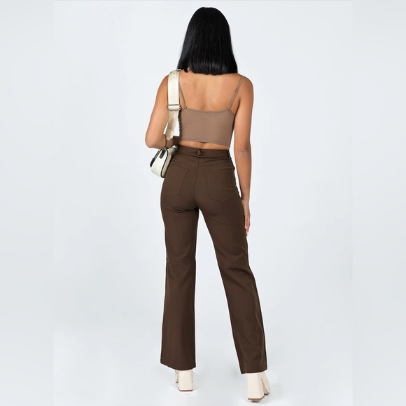 Princess Polly Pants Women's Size 8 US Brown Lulu Straight Leg High Waisted NWT - Picture 7 of 15